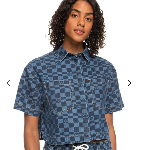 NWT Roxy Blue Wave Club Denim Shirt - Picture 9 of 16